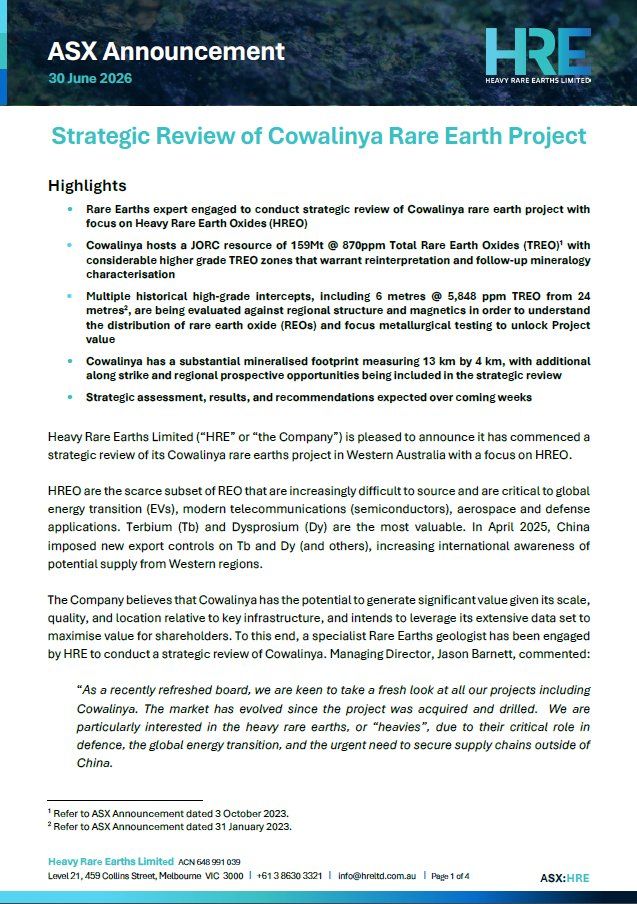 Image for the Tweet beginning: $HRE has commenced a strategic