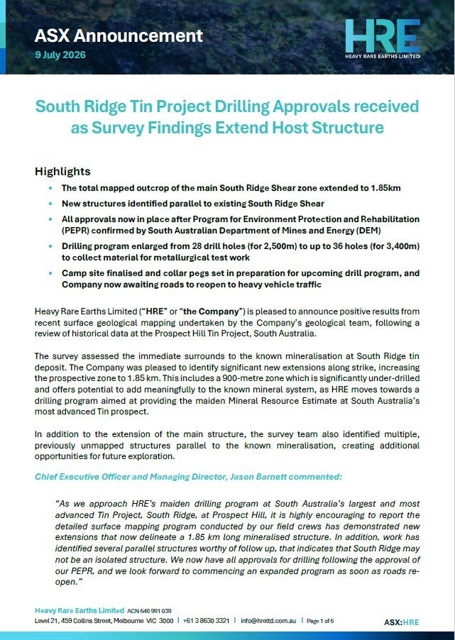 Image for the Tweet beginning: $HRE has received positive results