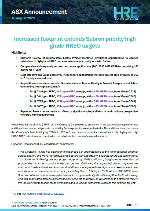 Image for the Tweet beginning: $HRE has secured 2 additional